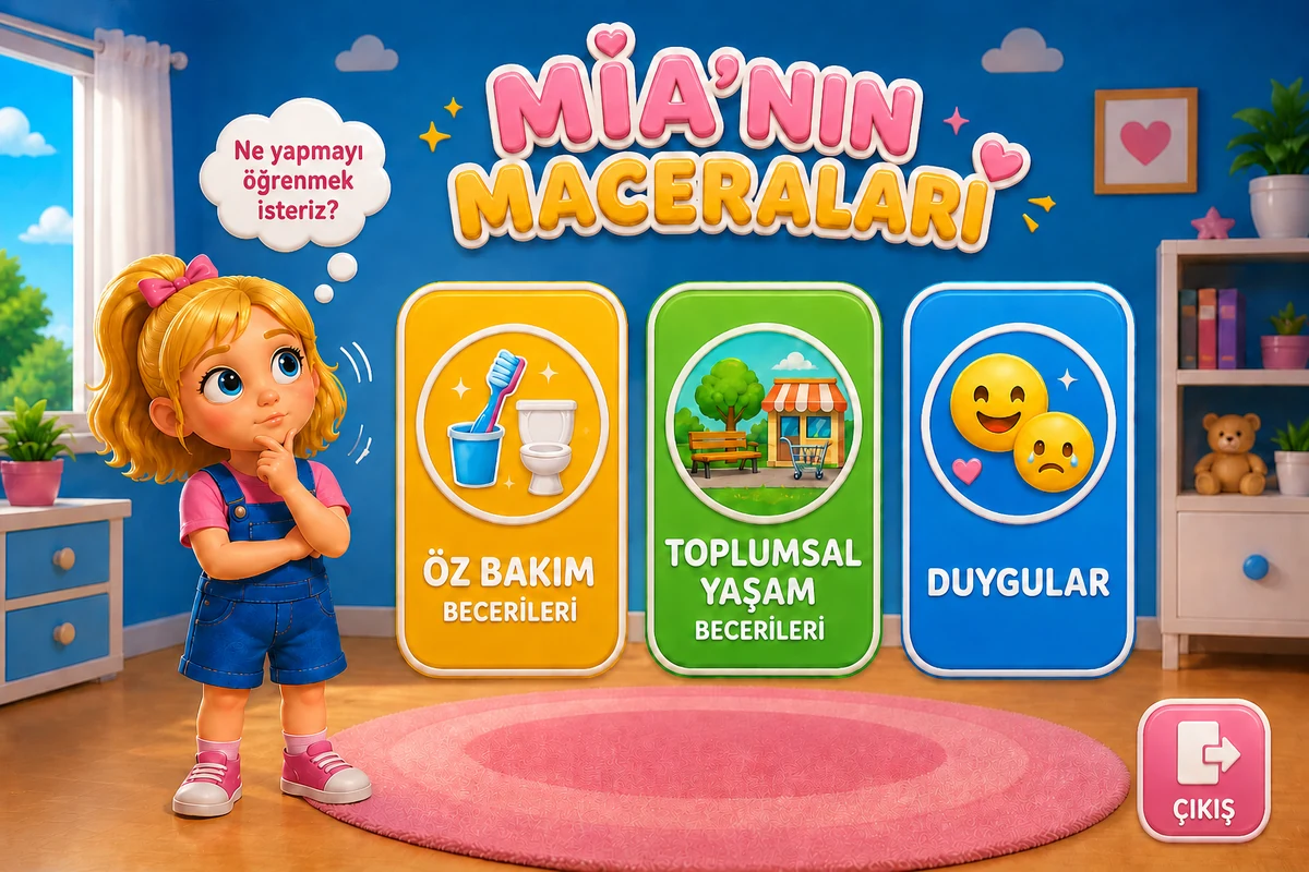 Mia’nın Maceraları: renkli ev, park ve hayvanlar